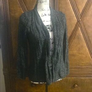 Kim Rogers Black Fuzzy Knit Cardigan Sweater